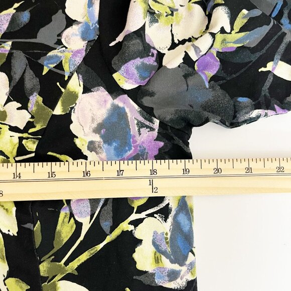 NEW J. Jill Wearever Collection Black Floral Dress Scoop Neck Size Medium Petite - Picture 5 of 6